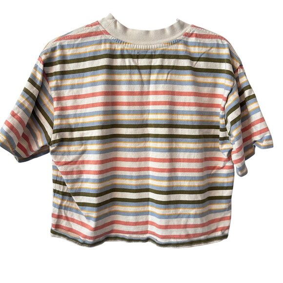 RVCA Womens Striped Crop T-Shirt Multicolor Size M Cotton Blend - Picture 2 of 5